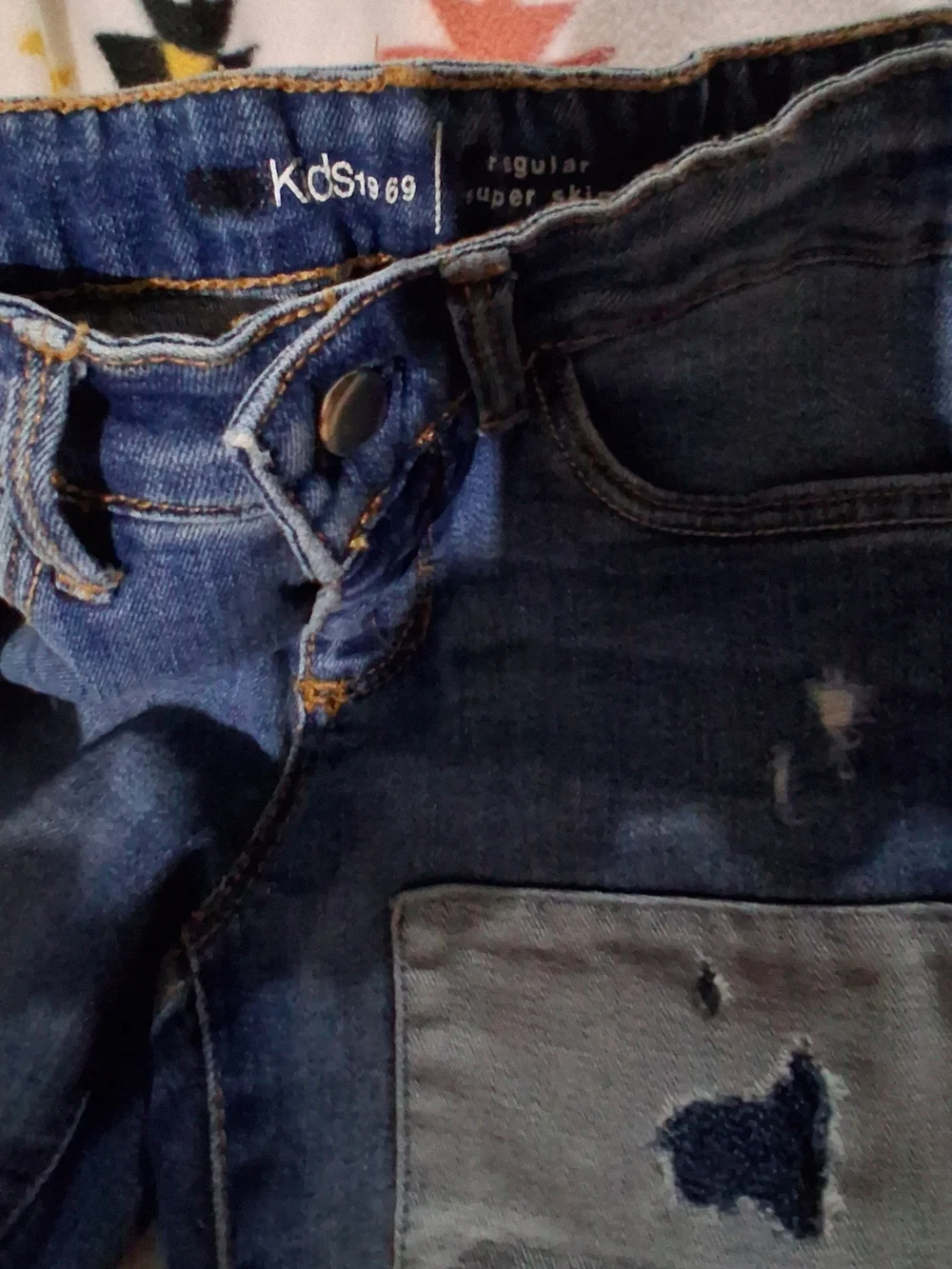 Gap Kids, Girls Size 4, Patchwork Jeans, Super Skinny, Distressed Denim
